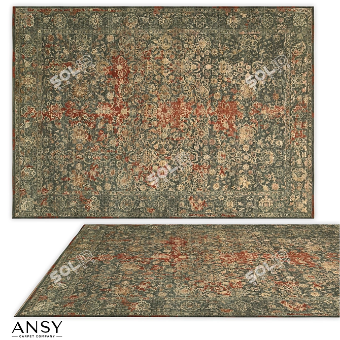 Handmade Shabby Classic Rug 3D model image 1