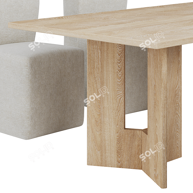 Modern Barwell Dining Set: Table & Chairs 3D model image 2