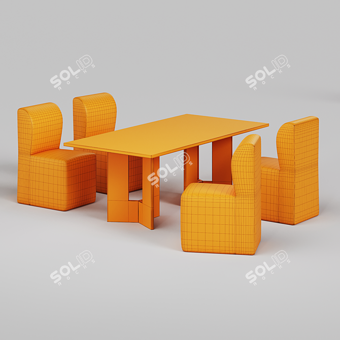 Modern Barwell Dining Set: Table & Chairs 3D model image 5