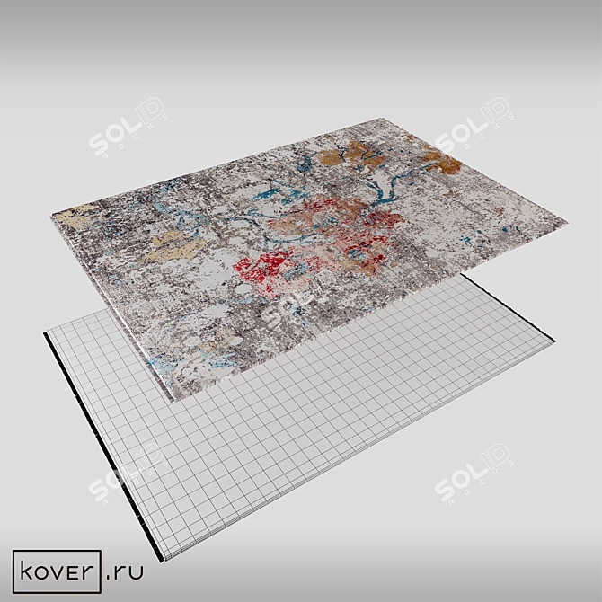 Modern Abstract Turkish Silk Rug 3D model image 2