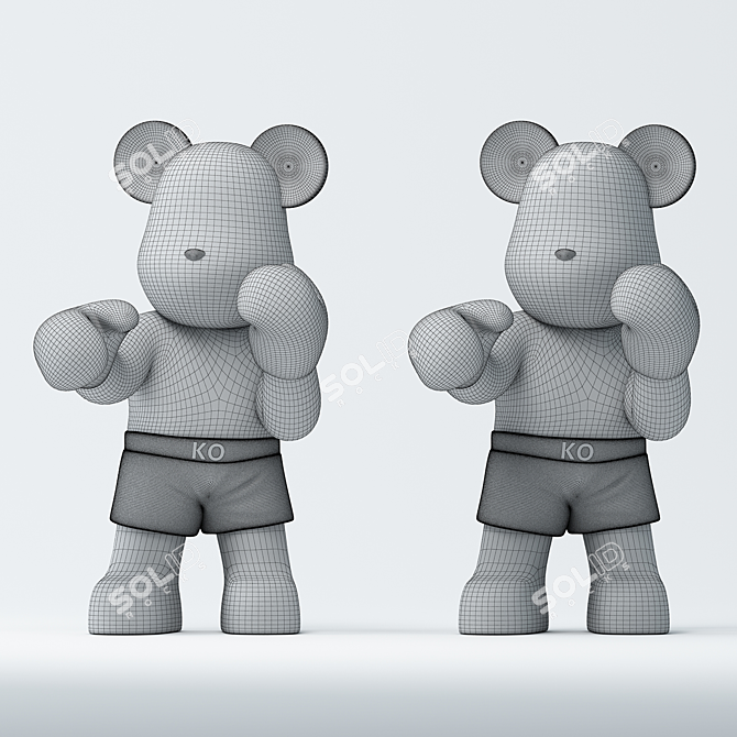 Render-Ready Boxing Bear 3D Model 3D model image 2