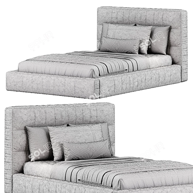 Elegant Hudson Upholstered Bed 3D model image 5