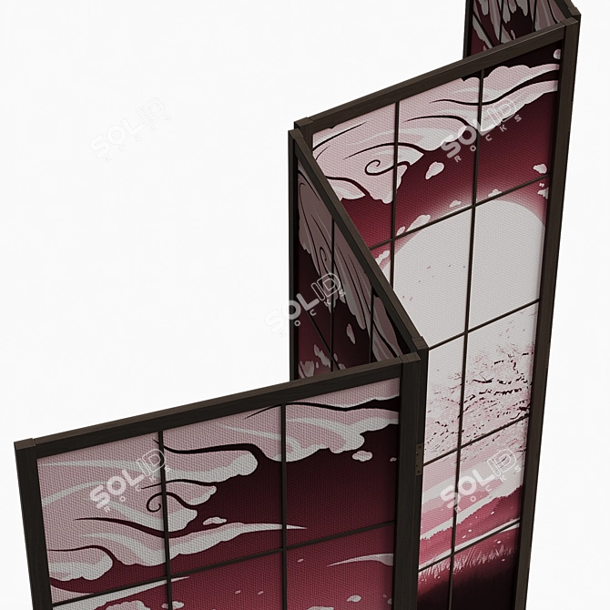 Japanese Style Folding Screen 3D model image 5