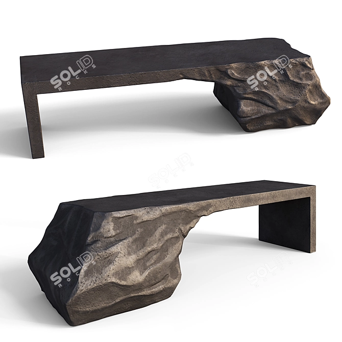 Artisanal Sculpted Bench Set 3D model image 2