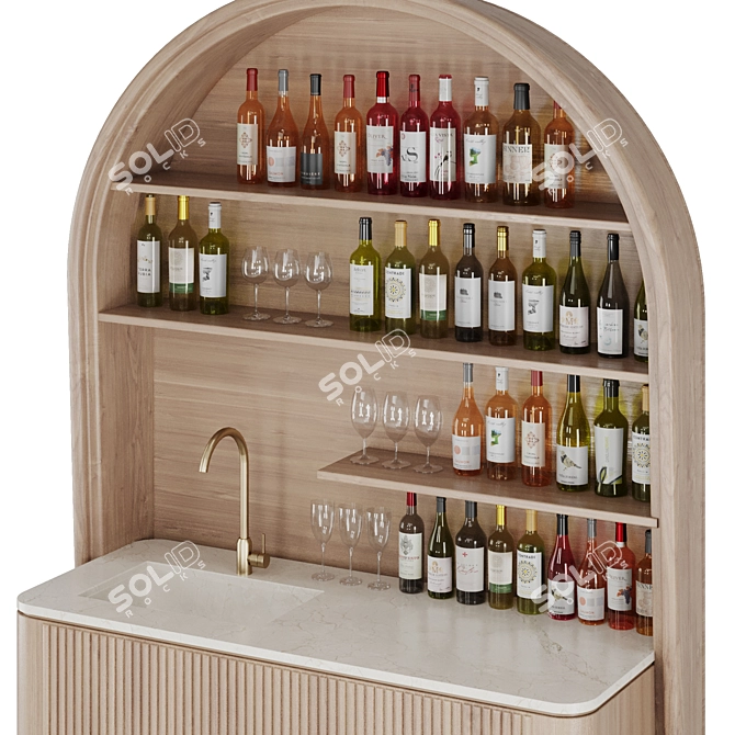 Modern Bar Cabinet Set2 2016 3D model image 3