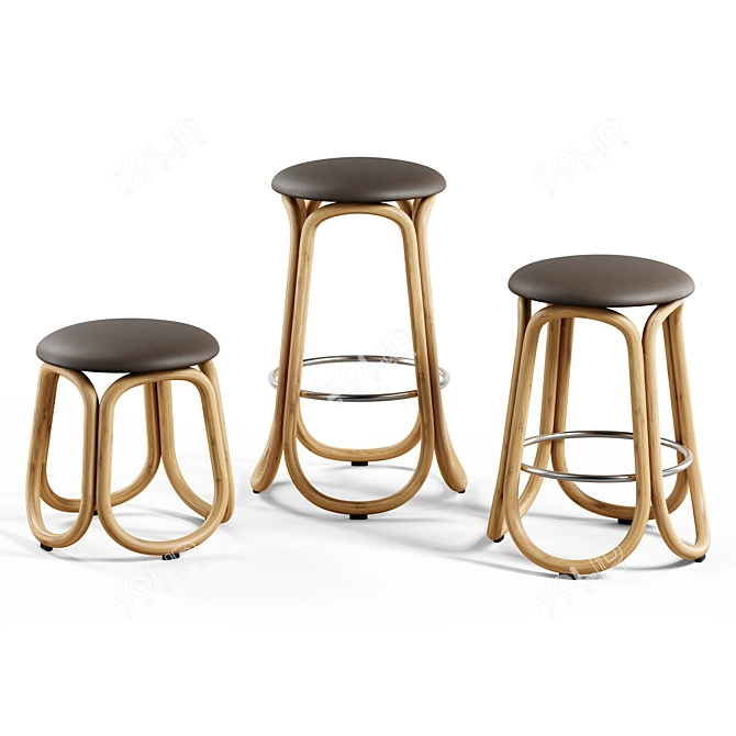 Modern Gres Barstool Set Collection 3D model image 1