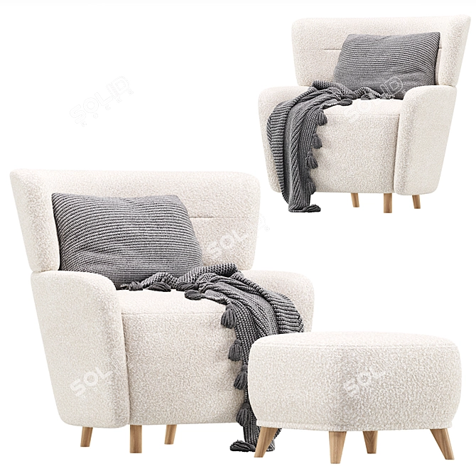  Elegant Velvet Armchair Audril 3D model image 2