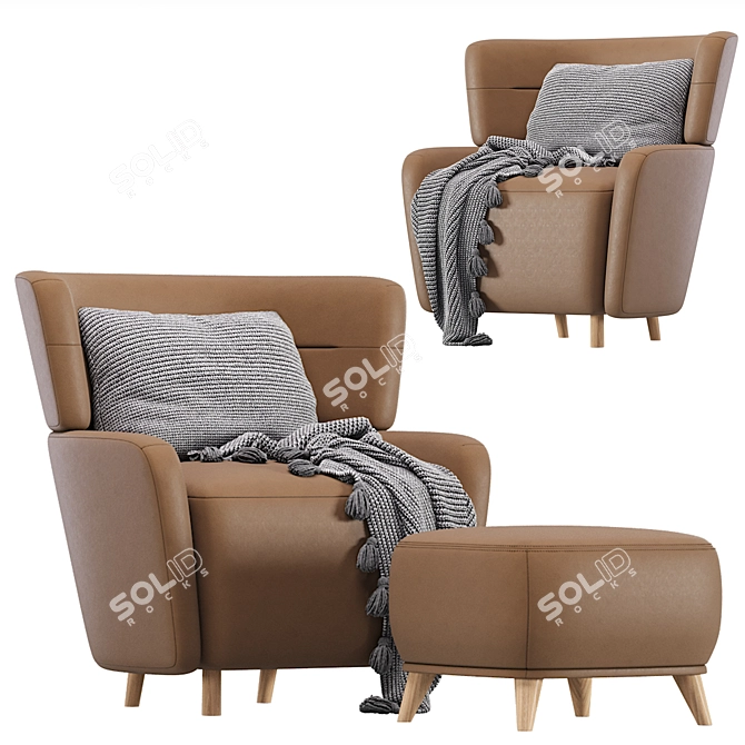  Elegant Velvet Armchair Audril 3D model image 5