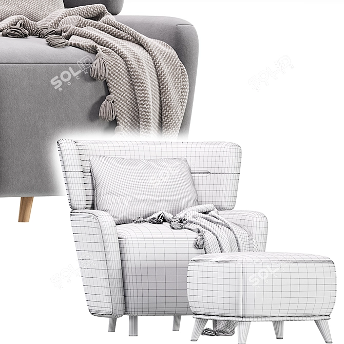  Elegant Velvet Armchair Audril 3D model image 7