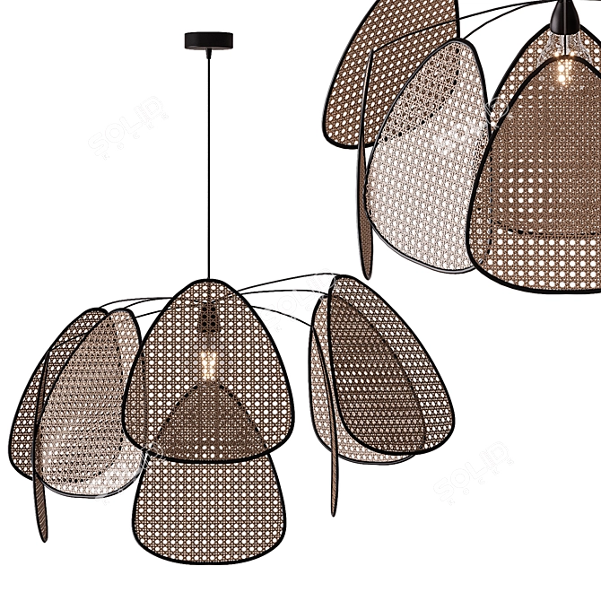 Handcrafted Rattan Chandelier, Vray/Corona 3D model image 1