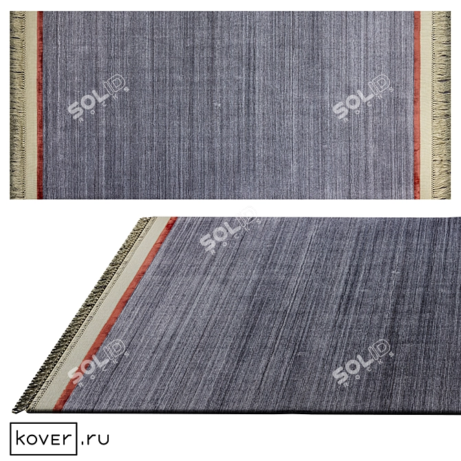 Modern Textured Grey Wool Rug 3D model image 1