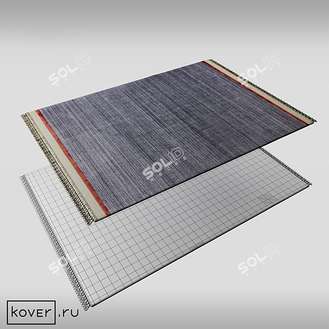 Modern Textured Grey Wool Rug 3D model image 2