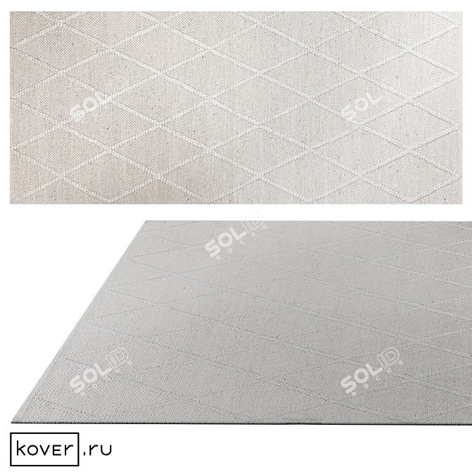 Diamond Geometric Wool Rug India 3D model image 1