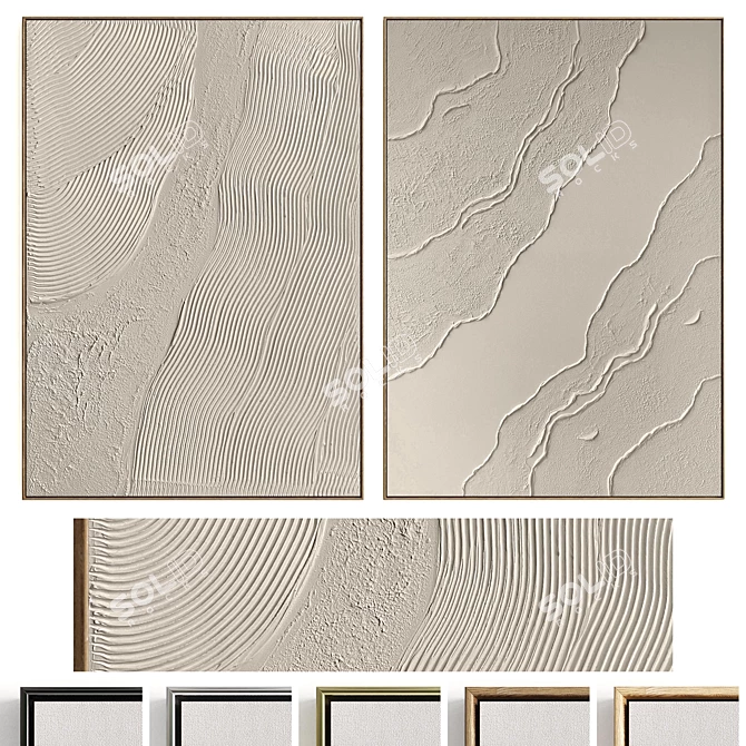 Plaster Dual Photo Frame Set 3D model image 1