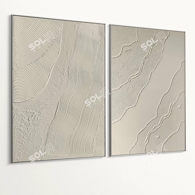 Plaster Dual Photo Frame Set 3D model image 4