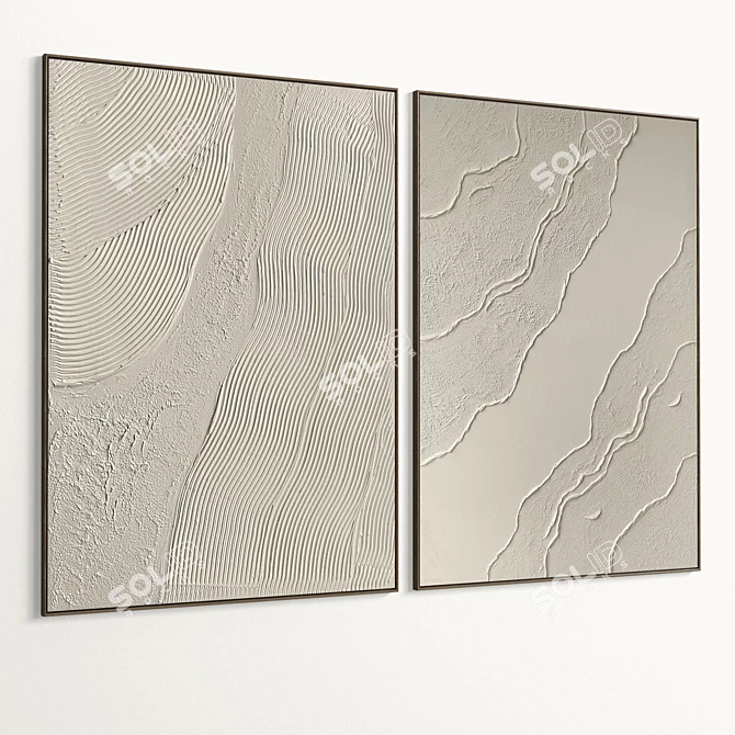 Plaster Dual Photo Frame Set 3D model image 6