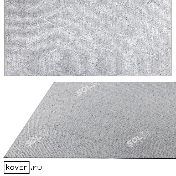  Contemporary Silver Wool Geometric Rug 3D model image 1