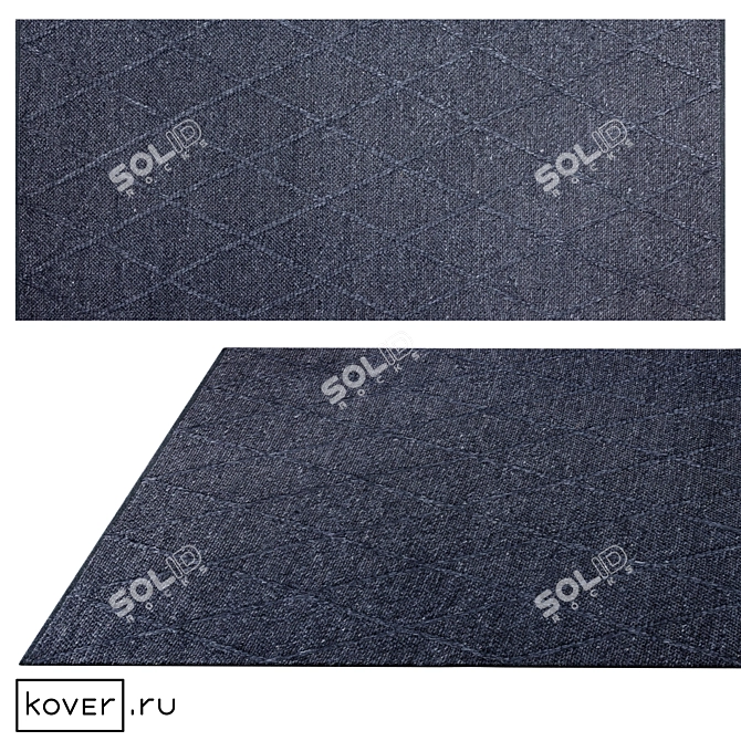 Geometric Textured Wool Rug India 3D model image 1