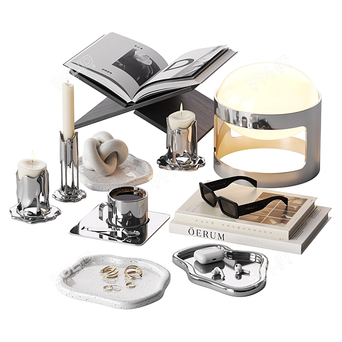 Contemporary Chrome Decor Set 3D model image 1