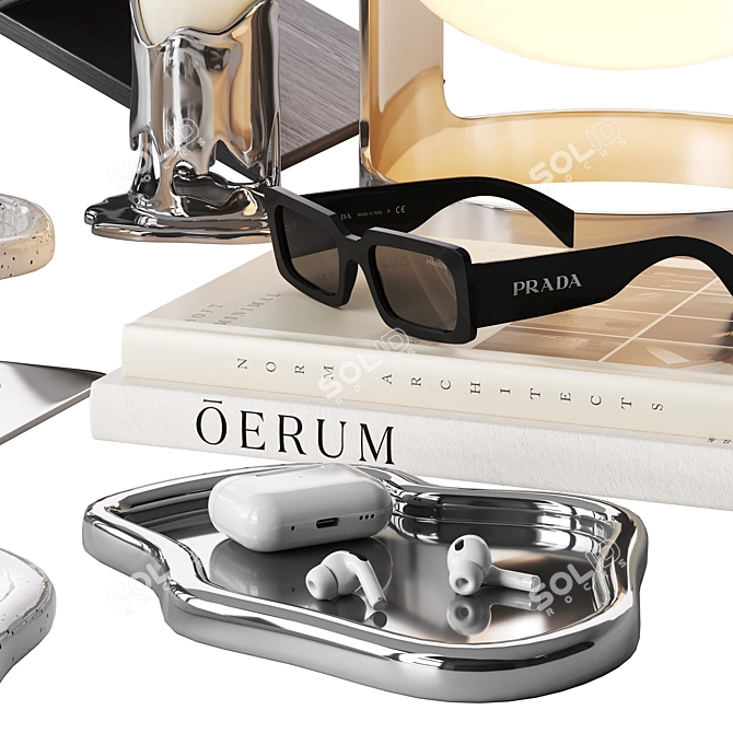 Contemporary Chrome Decor Set 3D model image 2