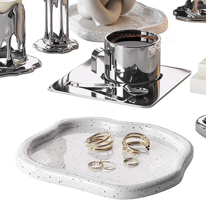 Contemporary Chrome Decor Set 3D model image 4