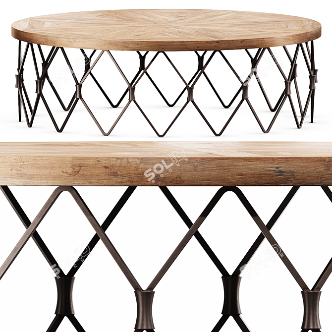 Rustic Chain Link Coffee Table 3D model image 2