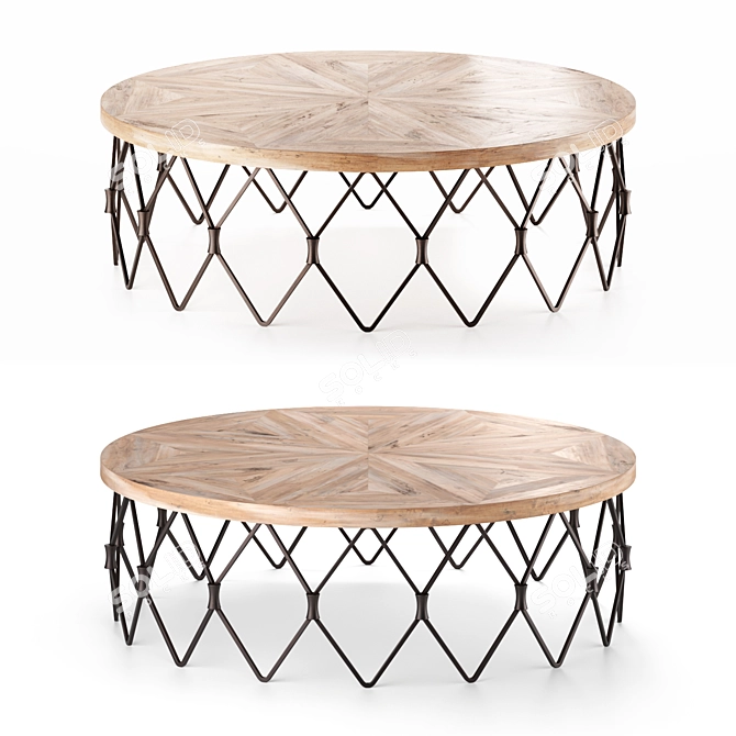 Rustic Chain Link Coffee Table 3D model image 5