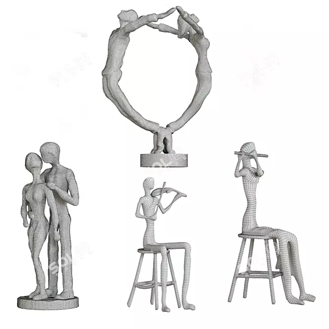 Handcrafted Nordic Figurine Collection 3D model image 4