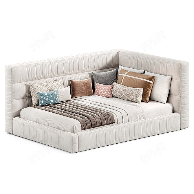 Luxury Hudson Upholstered Bed Frame 3D model image 3