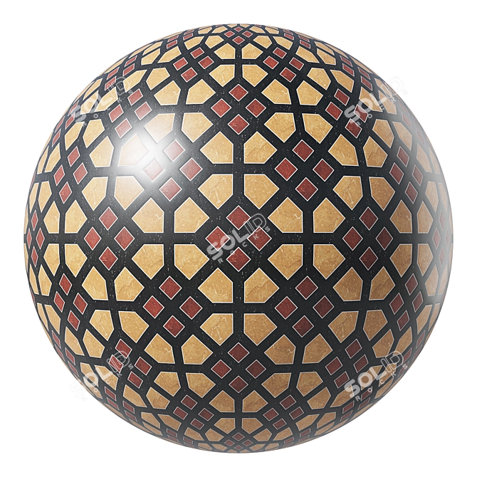 Seamless Eastern Ceramic Mosaic 3D model image 2