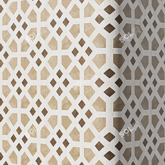 Seamless Eastern Ceramic Mosaic 3D model image 6