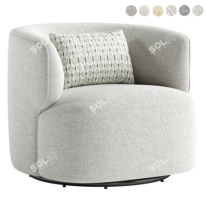 Bernado Swivel Barrel Chair: Modern Elegance 3D model image 2