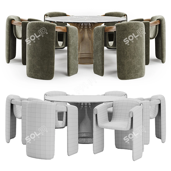 Modern Dining Set Furniture Set 3D model image 5