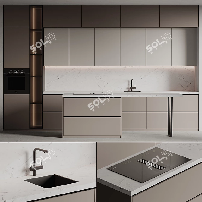 Modern Kitchen 3D Model Files 3D model image 1