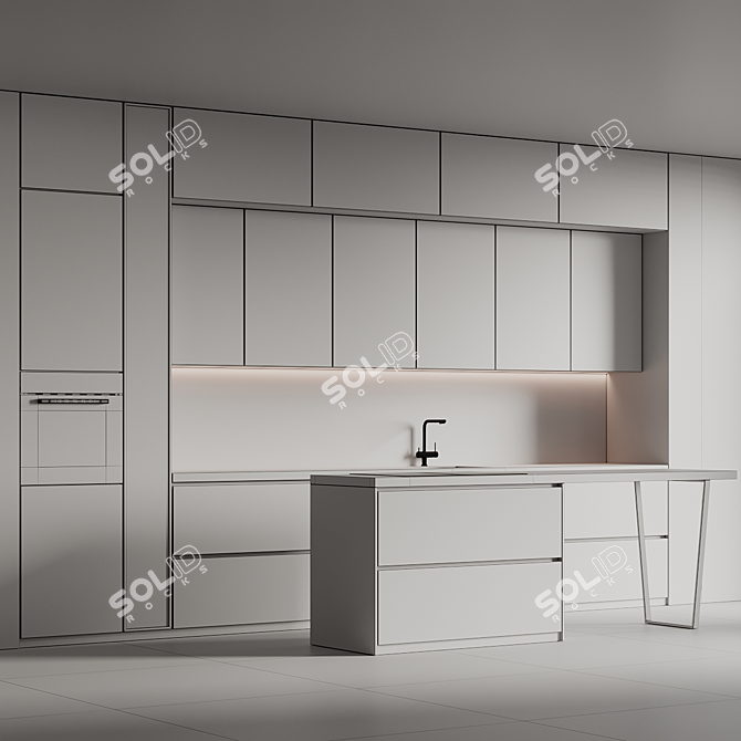 Modern Kitchen 3D Model Files 3D model image 5