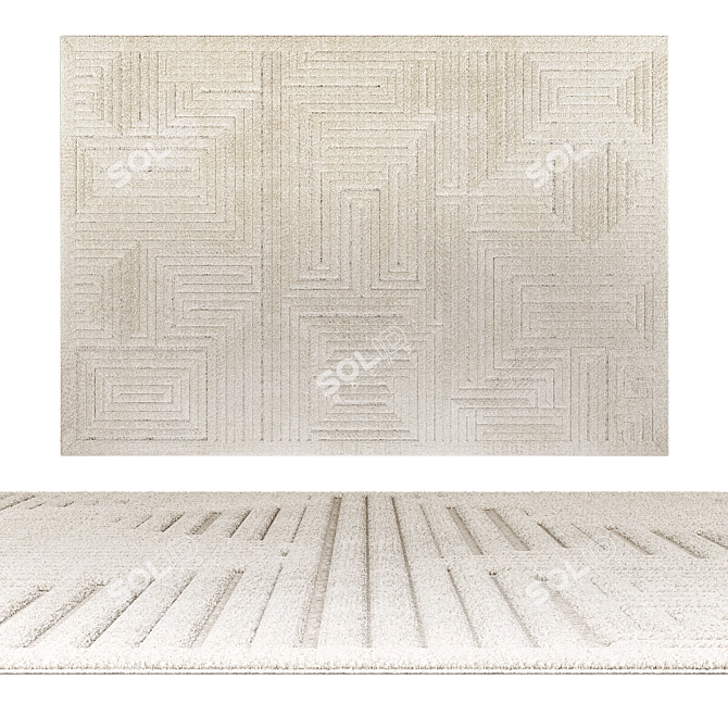 Geometric Eco Kilim Rug A1457A 3D model image 1