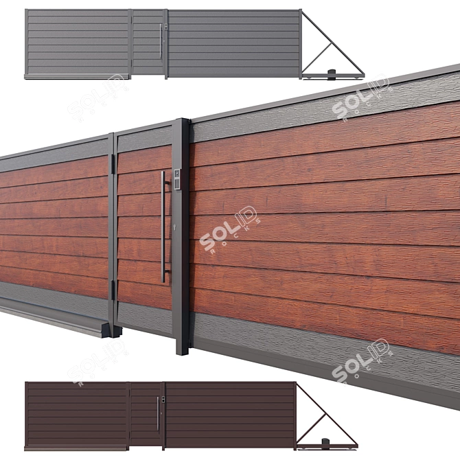 Modern Modular Metal Fencing 3D model image 1