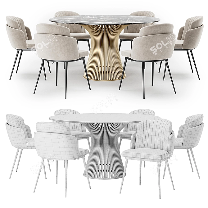 Contemporary Dining Set 137 3D model image 4