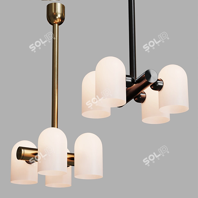 Sleek Brass Chandelier Pendant Light 3D model image 2