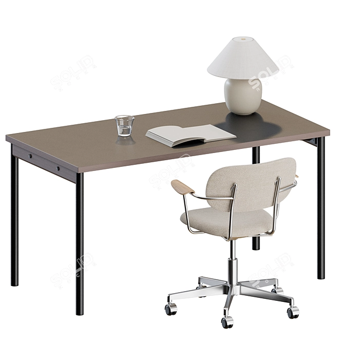 Scandinavian Style Workspace Set with Chair 3D model image 5