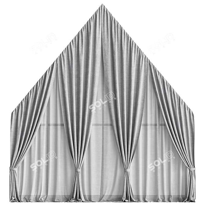 Skew Window Attic Curtains 3D model image 1