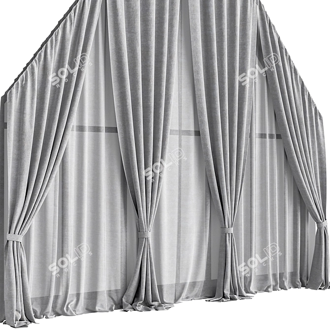 Skew Window Attic Curtains 3D model image 2