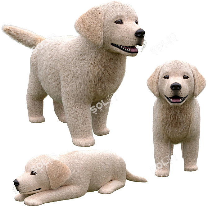 Golden Retriever Puppies Miniatures 3D model image 1