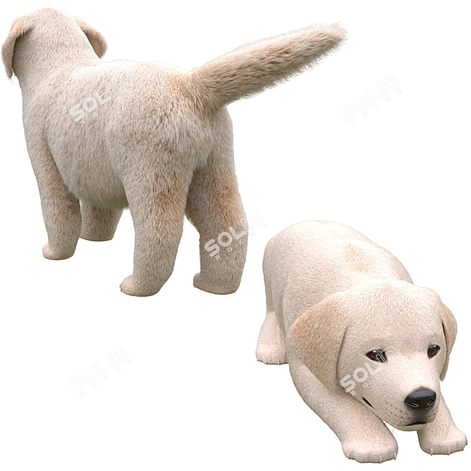 Golden Retriever Puppies Miniatures 3D model image 3