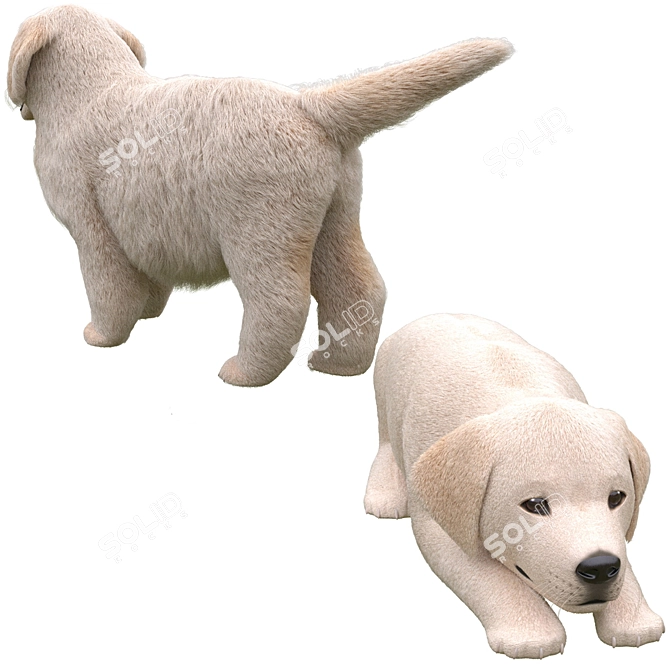 Golden Retriever Puppies Miniatures 3D model image 8