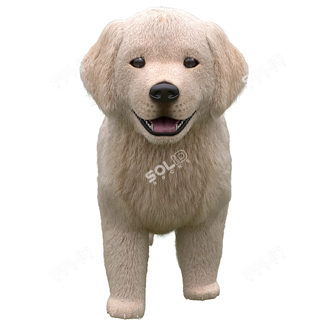 Golden Retriever Puppies Miniatures 3D model image 9