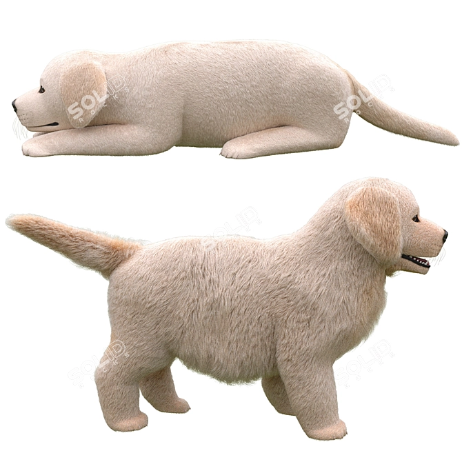 Golden Retriever Puppies Miniatures 3D model image 12