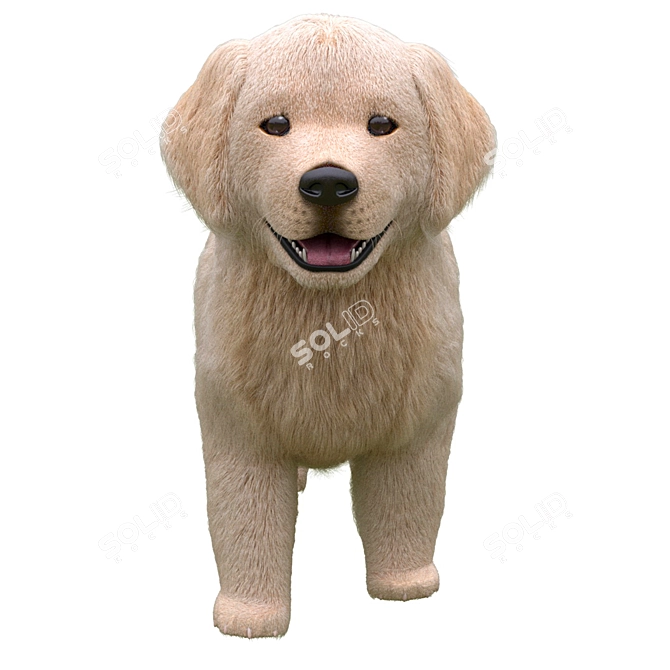 Golden Retriever Puppies Miniatures 3D model image 14