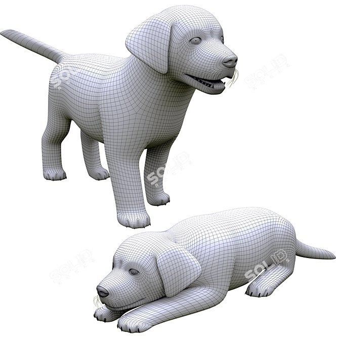 Golden Retriever Puppies Miniatures 3D model image 15