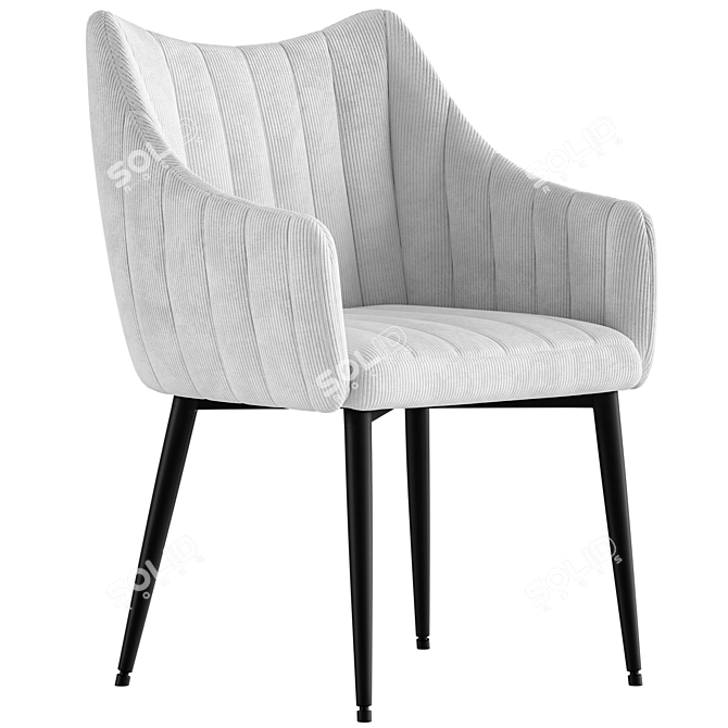 Monte Velvet Armchair with Metal Legs 3D model image 2